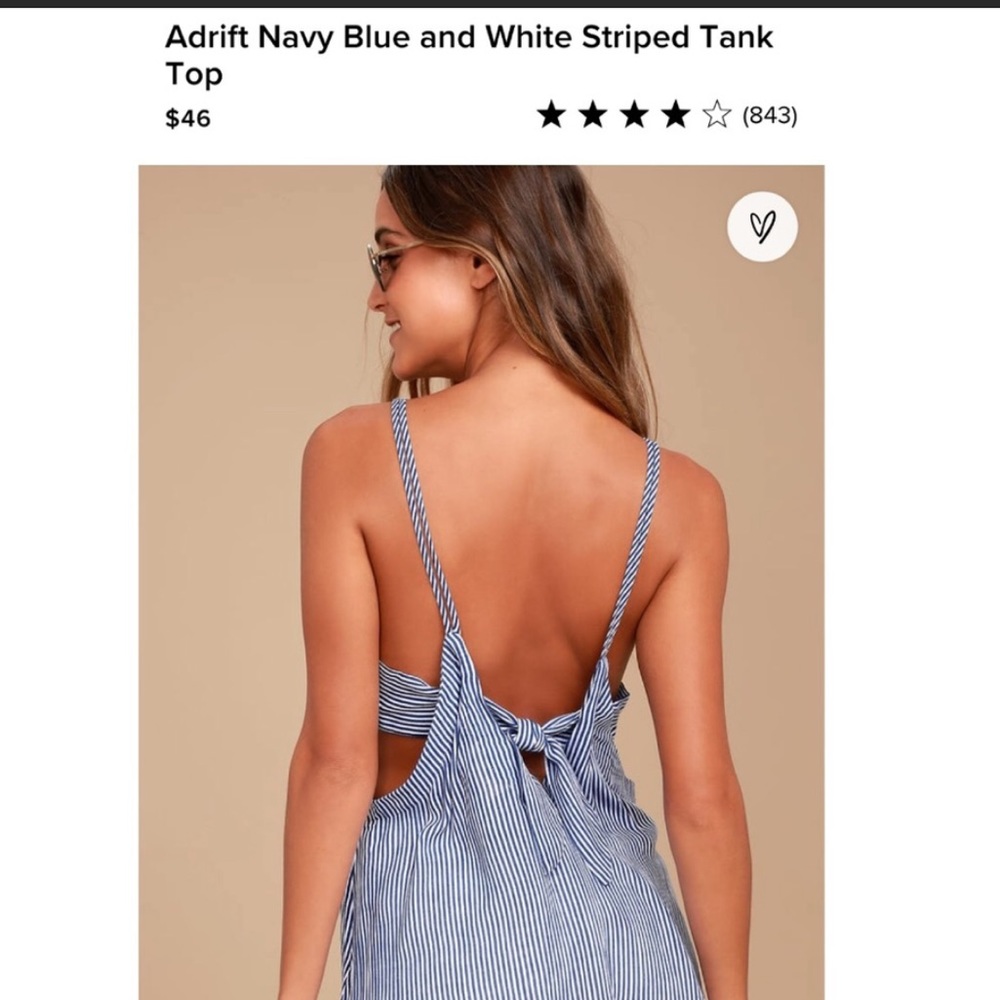 Lulu’s Adrift Navy Blue and White Striped Tank Top